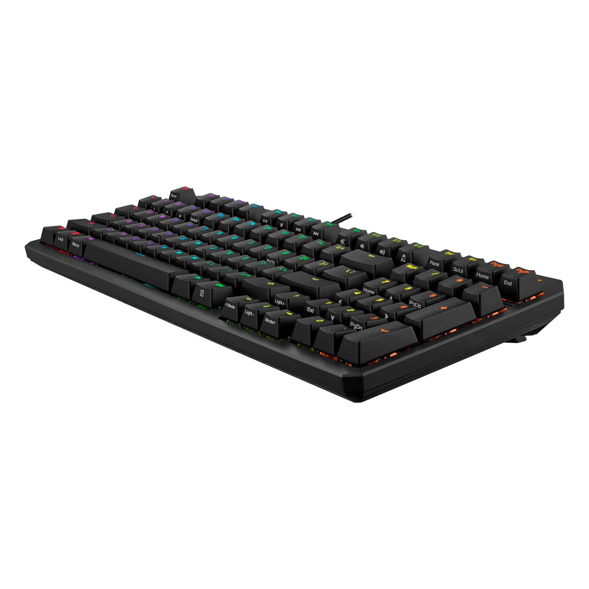 ASUS TUF Gaming K3 Gen II keyboard with compact 97-key, optical-mechanical RGB Blue (Clicky) switches, silicone-gasket mount, dampening foam, IP57 waterproofing, a detachable top plate, and Aura Sync.