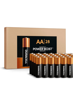 Duracell Coppertop AA Batteries, 28 Count, 12-Year Shelf Life, Storage Tray