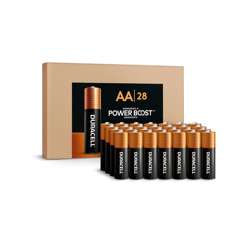 Duracell Coppertop AA Batteries, 28 Count, 12-Year Shelf Life, Storage Tray