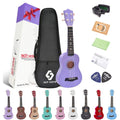 Soprano Ukulele Beginner Pack, 21 Inch Basswood kids Ukuleles Starter Kit with Gig Bag Spare Strings Tuner and Picks. (purple)