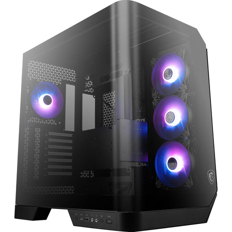 msi MAG PANO 120R PZ - ATX Mid-Tower Gaming PC Case - 270-degree Tempered Glass Panel - Liquid Cooling Support up to 360mm Radiator - Pre-Installed 7 ARGB Fans - VGA Bracket