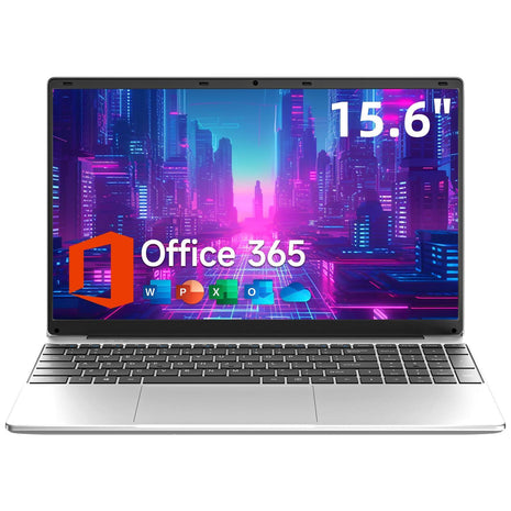 15.6 Inch Laptop with Office 365, 4GB RAM, 128GB Storage Expandable 1TB, 5205U Processor, HD Display, Windows 11 Laptops Computer, Wi-Fi 5, BT4.2, Numpad, Type-C, for Business and Students.