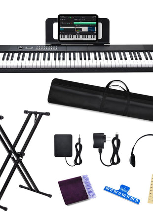 88 Key Digital Piano Electric Keyboard, 88 Key Keyboard Piano for for Beginner, with Power Adapter, Sustain Pedal, Stand, Bluetooth