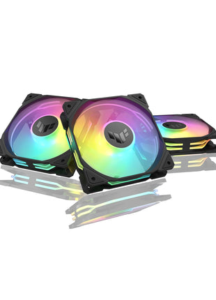 ASUS TUF Gaming TR120 ARGB Reverse Fan Black Triple Pack Higher Cooling Performance, Extra-Thick 28mm Frame, Double-Layer LED Array, Aura Sync, PWM, 2 Year Warranty