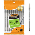 BIC Round Stic Xtra Life Black Ballpoint Pens, Medium Point (1.0mm), 10-Count Pack of Bulk Pens, Flexible Round Barrel for Writing Comfort, No. 1 Selling Ballpoint Pens