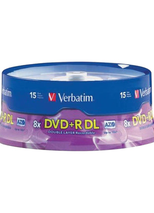 Verbatim DVD+R DL 8.5GB 8X AZO with Branded Surface - 15Pk Spindle