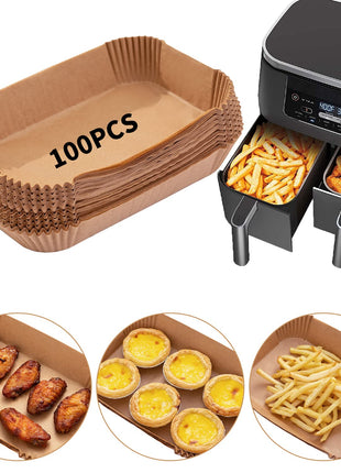 Ecfvtp Air Fryer Disposable Paper Liner, 100PCS Food Grade Parchment Liners for Ninja DZ201, Air Fryer Accessories Baking Paper (9 * 6,Thicken Natural)