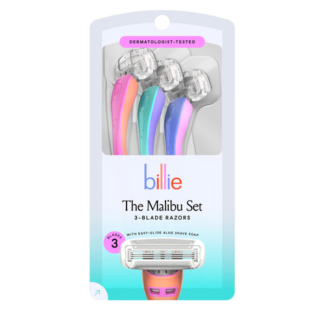 Billie 3 Blade Disposable Razors for Women, The Malibu Set, 3 ct
