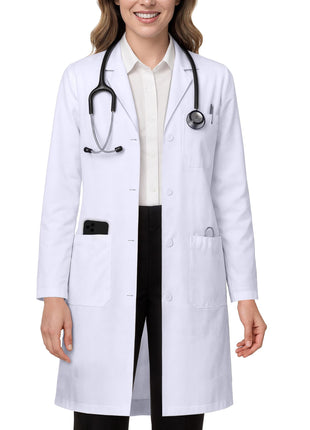 NY Threads Professional White Lab Coat for Women, Long Sleeve Medical Coat