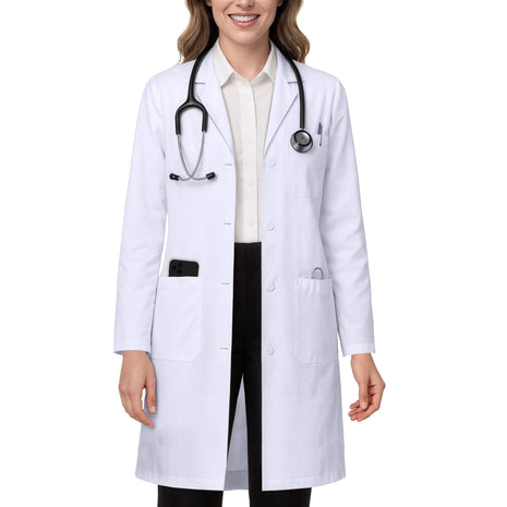 NY Threads Professional White Lab Coat for Women, Long Sleeve Medical Coat