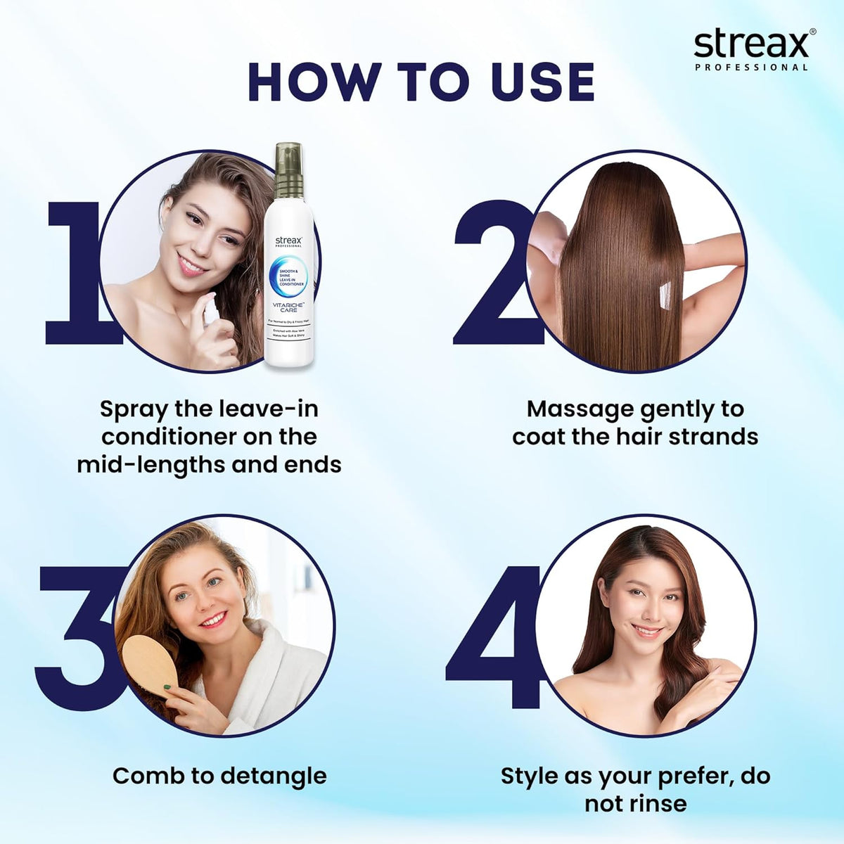 Streax Professional Vitariche Care Smooth & Shine Leave-in-Conditioner 100ml