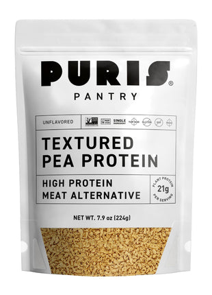 PURIS Pantry Textured Pea Protein, Unflavored Meatless Vegetable Crumbles, Soy Free, Shelf-Stable, Gluten Free, 21g of Protein, Plant-Based Vegan Meat Substitute, Equivalent to 1.5 Pounds Ground Beef
