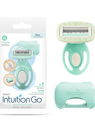 Schick Intuition Go Disposable Razor for Sensitive Skin, 1ct, Razors Sensitive Skin, Women's Disposable Razors with Organic Aloe, Travel Razor