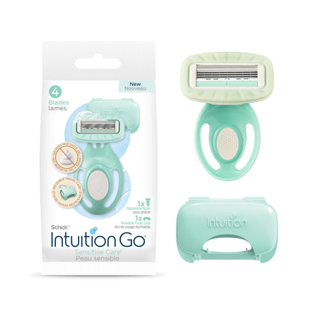 Schick Intuition Go Disposable Razor for Sensitive Skin, 1ct, Razors Sensitive Skin, Women's Disposable Razors with Organic Aloe, Travel Razor