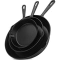 Utopia Kitchen Cast iron Skillets 3 Piece Set, Chefs Pan, Pre Seasoned Cast iron Skillets, 6, 8 & 10 Inches, Easy Use in the Oven, Stove, Grill, or Campfire, Black