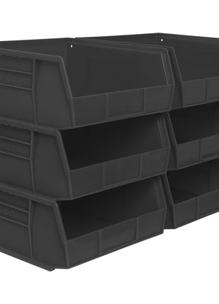 Akro-Mils 30235 AkroBins Plastic Storage Bins, Space-Saving Stackable Bins for Garage, Pantry, Craft Organization, 11 inch x 11 inch x 5 inch, Black, 6-Pack