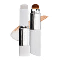ELROEL Blanc Cover Cream Stick V White - Korean Color-Changing Foundation Stick with Volufiline - Medium to Full Coverage Dewy Finish Base Makeup - Dual-Ended with Detachable Brush (203 Medium)