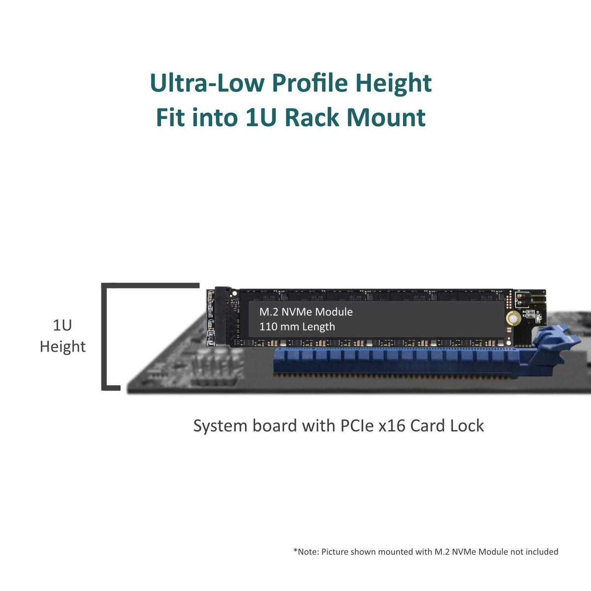 Vantec M.2 NVMe PCIe x4 Low Profile Adapter with 110 Length Support (UGT-M2PC130), Black