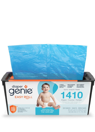 Diaper Genie Easy Roll Refill | 30 Bags Per Refill | Holds Up to 1410 Newborn Diapers | Odor Control | Diaper Pail Refill Bags | Fits Diaper Genie Signature & Platinum Pails
