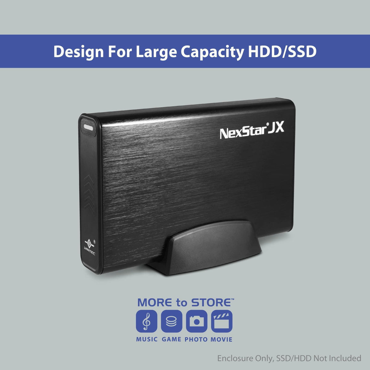 Vantec NexStar JX, USB 3.2 Gen1x1, 3.5" or 2.5” SATA III HDD/SSD Drive Green Enclosure with eSATA (NST-358SU3-BK), Black