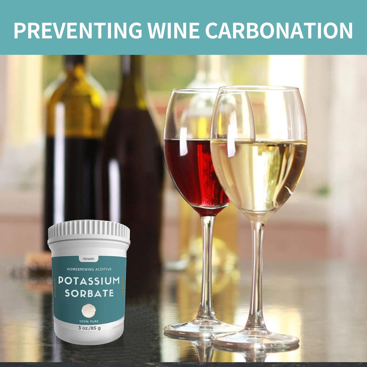 3 oz Potassium Sorbate Food Grade, 100% Pure, Premium Potassium Sorbate for Wine Making, Home Brewing, Cakes, Soft Candy, Cookies and More