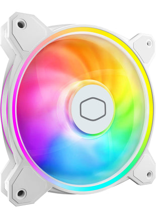 Cooler Master MF120 Halo2 White PC Case|Liquid Cooler|Air Cooler Fan, 120mm Fan, Dual-Loop aRGB Rings, Dynamic PWM 2,050 RPM, Air Balance Blades, aRGB Lighting, Hybrid Frame
