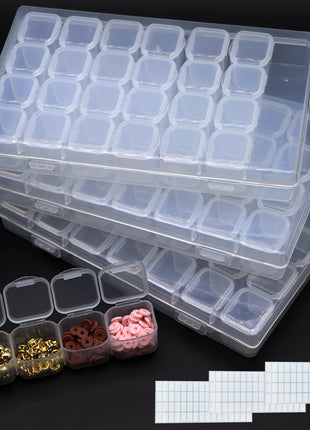 Diamond Painting Bead Storage Containers, 3 Pack 84 Slots Plastic Craft Organizer Case Diamond Storage Box Accessories Containers Adjustable Bead Case