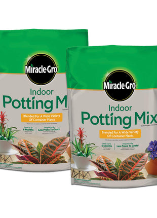 Miracle-Gro Indoor Potting Mix, Blended for a Variety of Houseplants, Feeds for up to 6 Months, 6 qt., 2-Pack