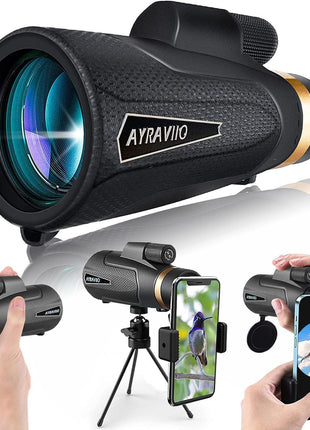 12x60 Monocular Telescope with Smartphone Holder & Upgraded Tripod, High Powered SMC & BAK4 Scope, Birthday Gifts for Men Dad Him Husband Teen, Gifts for Christmas, Outdoors Survival Hiking Gear