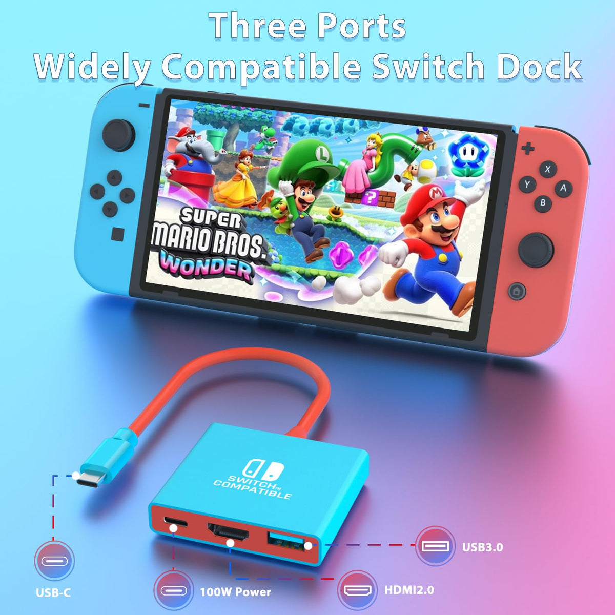 Switch Dock Switch Docking Station for Nintendo, Portable Switch TV Adapter Support 4K/60HZ Switch TV Dock Mode Compatible Steam Deck/Switch OLED, Switch Travel Dock with HDMI2.0 USB3.0 Port