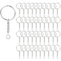 KANSPHY 100 Pack Key Ring with Chain and Open Jump,1 inch Split Round Keychain Rings Bulk for Craft Making Jewelry