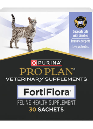 Purina Pro Plan Veterinary Supplements FortiFlora Daily Probiotics for Cats for Digestive Gut Health and Diarrhea - 30 ct. Box