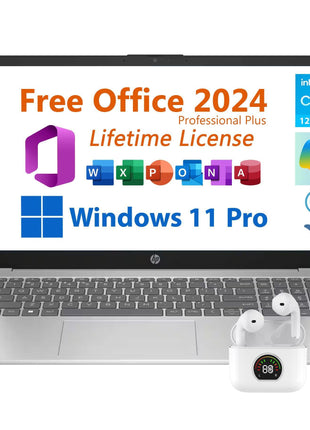 HP 15.6 inch Business Laptop, Free Microsoft Office 2024 Lifetime License, Copilot AI Chat, HD Touchscreen Display, Intel 6-Core i3-1215U 4.4 GHz, 16GB RAM, 1TB SSD, Long Battery Life, Windows 11 Pro
