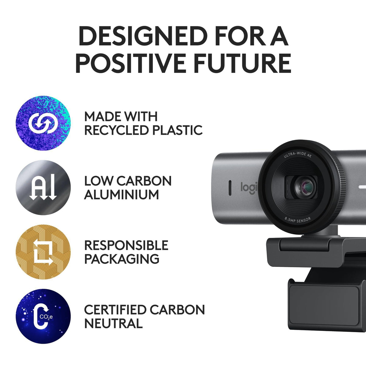 Logitech MX Brio 705 for Business 4K Webcam with Auto Light Correction, Ultra HD, Auto-Framing, Show Mode, USB-C, Works with Microsoft Teams, Zoom, Google Meet - Graphite