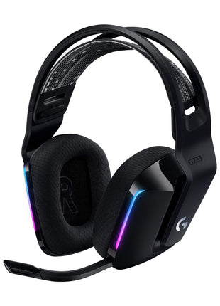 Logitech G733 Lightspeed Wireless Gaming Headset, Suspension Headband, Lightsync RGB, Blue VO!CE Mic, PRO-G Audio – Black, Gaming Headset Wireless, PC, PS5, PS4, Switch Compatible