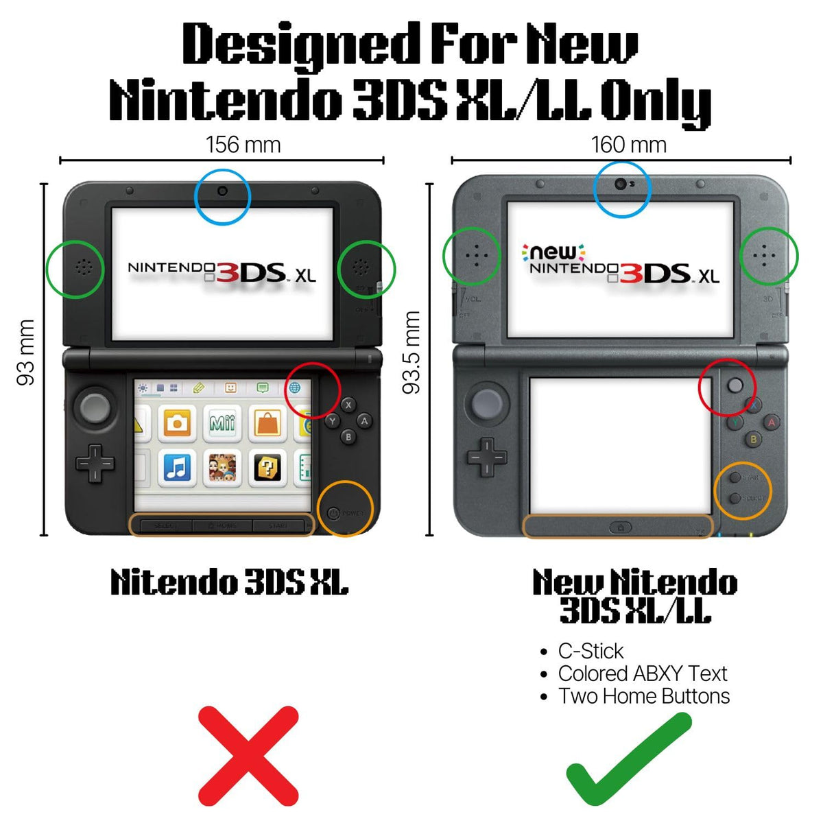 TNP Case Compatible with [ New Nintendo 3DS XL LL 2015 ] - Ultra Clear Crystal Transparent Hard Shell Protective Case Cover Skin [New Modified Hinge-Less Design]