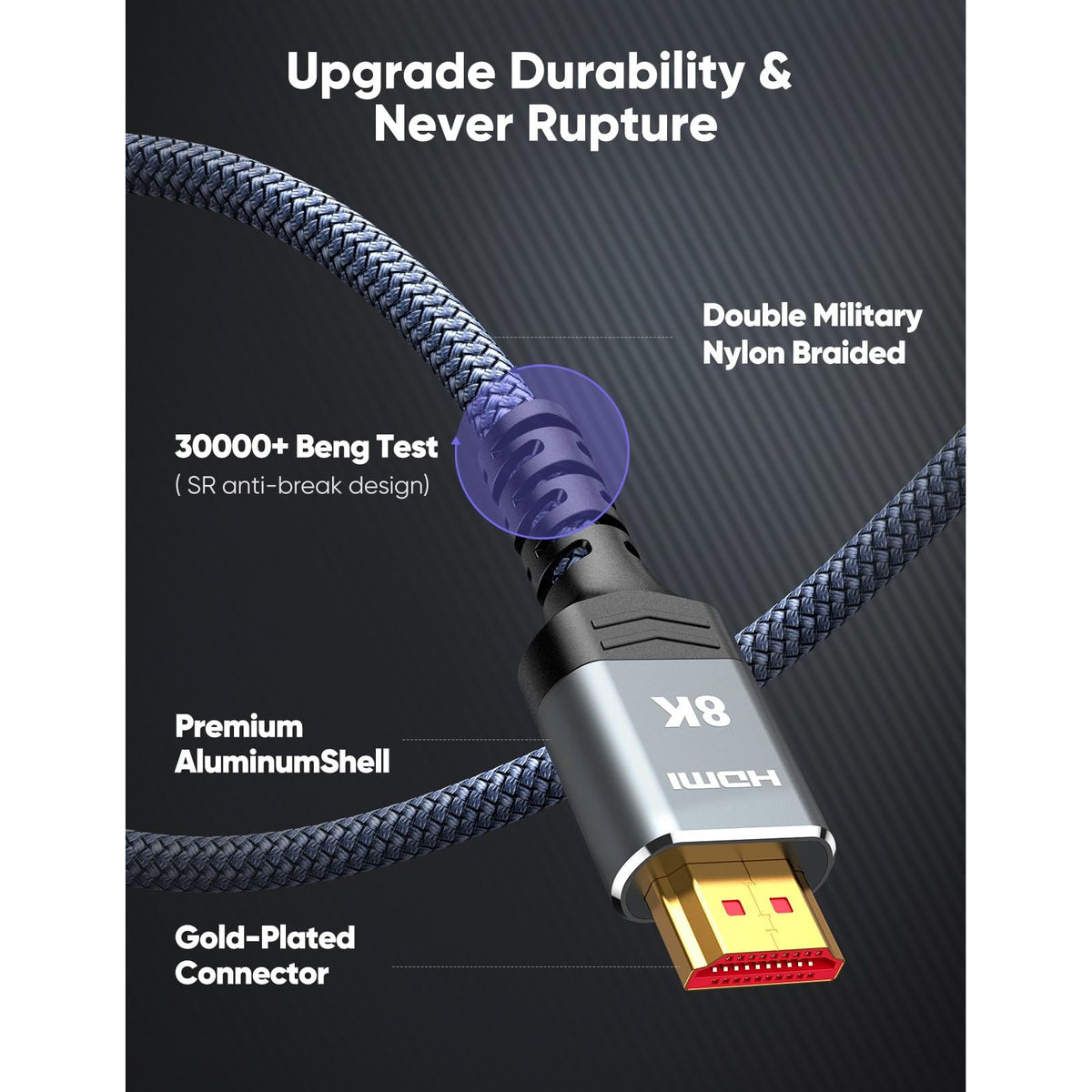 10K 8K HDMI 2.1 Cable 2-Pack 6.6FT, Highwings Certified 48Gbps Ultra High Speed Slim HDMI Cord,Support 4K@120Hz 8K@60Hz, HDCP 2.2&2.3, Dynamic HDR,eARC,DTS:X, Compatible with Roku TV/HDTV/PS5/Blu-ray