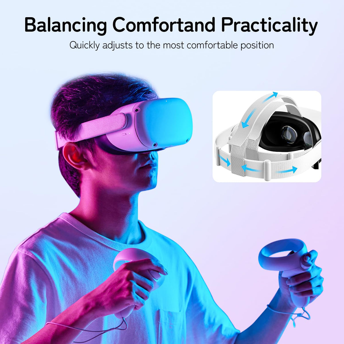 Original Replacement Head Strap for Meta Oculus Quest 2, Enhanced Comfort and Gaming Immersion VR Accessories Compatible with Oculus/Meta Quest 2 Elite Strap