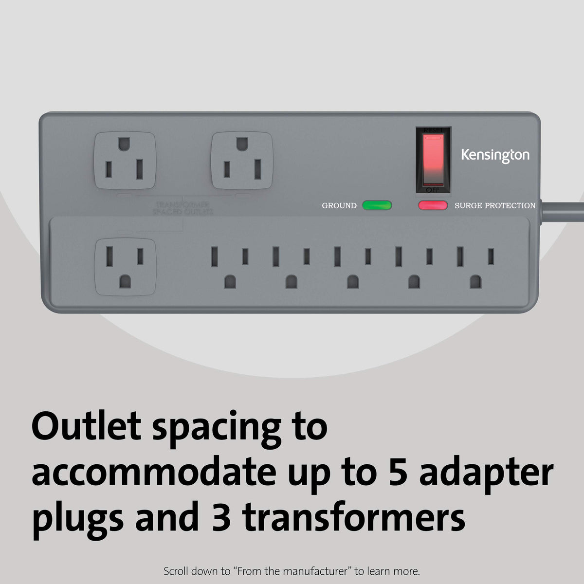 Kensington Guardian 8-Outlet, 6-Feet Cord, & 1080 Joules Premium Surge Protector (K38218NA)