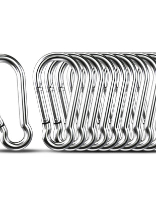 Small Carabiner Clip Hooks, 10pcs 1.57 inch Carabiners Heavy Duty, 304 Stainless Steel Spring Snap Hook Fits Camping Hiking, Metal Clips for Rope Chain Keychain Keys Rings