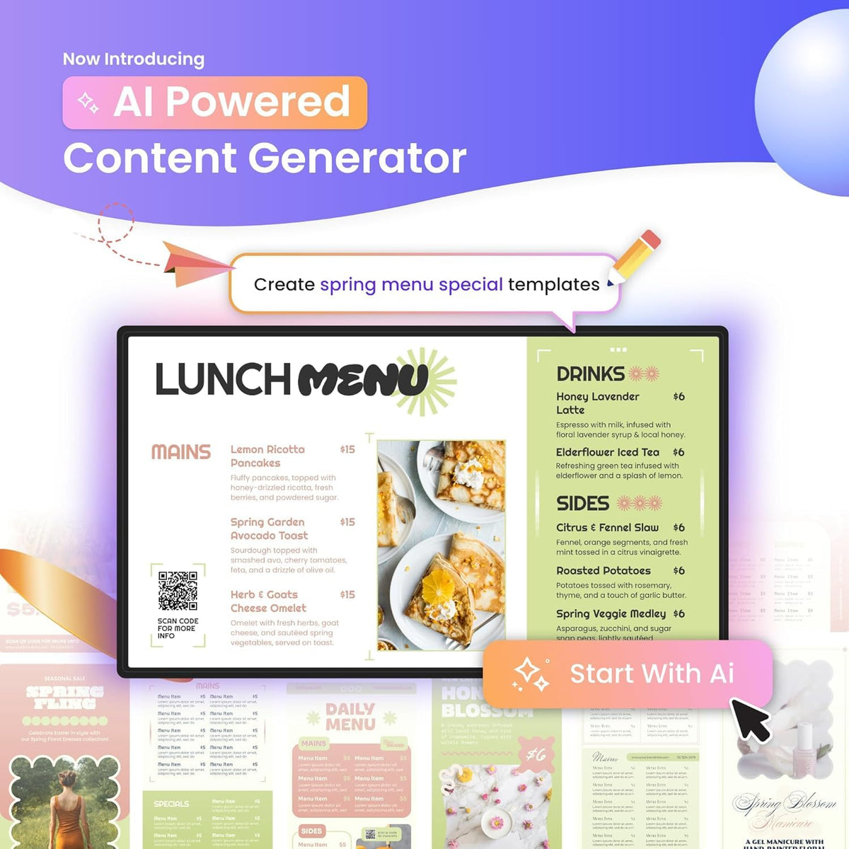 Digital Signage Player by Mandoe – Easy Setup, AI Template Creation, Premium Templates for Restaurants, Retail, and Business Displays