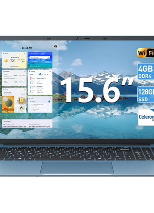 Win 11 Laptops Computer, 15.6 Inch Laptop with Celeron N4000 Processor, 4GB RAM 128GB SSD, BT5.0, Standard HDMI, Webcam, Wi-Fi 5, 7000mah Battery, Type-C, 180° Viewing, USB3.2(Gray)