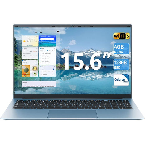 SGIN Win 11 Laptops Computer, 15.6 Inch Laptop with Celeron N4000 Processor, 4GB RAM 128GB SSD, BT5.0, Standard HDMI, Webcam, Wi-Fi 5, 7000mah Battery, Type-C, 180? Viewing, USB3.2(Gray)
