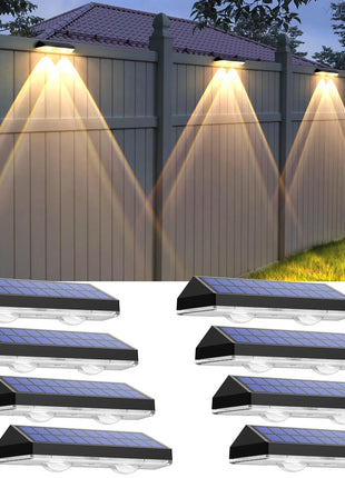 Solar Fence Lights Outdoor - 2700/4000/6000K 3 Mode, 8 Pack Solar Fence Lights Outdoor Waterproof LED, Fence Light Solar Powered for Outside, Backyard, Railing, Step, Patio,Wall and Home Improvement