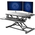 VIVO 32 inch Desk Converter, K Series, Height Adjustable Sit to Stand Riser, Dual Monitor and Laptop Workstation with Wide Keyboard Tray, Black, DESK-V000K