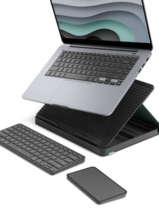 Logitech Casa Pop-Up Desk with Laptop Stand, Wireless Keyboard & Touchpad, Bluetooth, USB C Charging, for Laptop/MacBook (10" to 17"),Windows, macOS, ChromeOS - Classic Chic, Green/Black