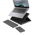 Logitech Casa Pop Up Desk Kit - Adjustable Laptop Stand for Desks, Wireless Keyboard & Touchpad, Bluetooth, USB C Charging, Classic Chic, Green/Black