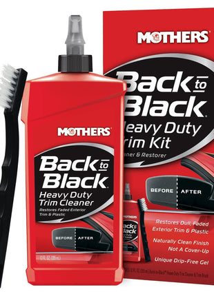 Mothers Back-to-Black Heavy Duty Trim Cleaner Kit, 12 oz. Gel Cleaner + Trim Brush — Deep Cleans & Restores Exterior Trim & Plastics, Removes Oxidation, Dirt, Grime & Wax, Drip-Free Gel (06141)