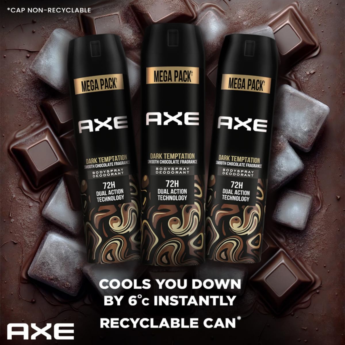 Axe Dark Temptation Long Lasting Deodorant Bodyspray For Men 215 ml (Pack of 3)