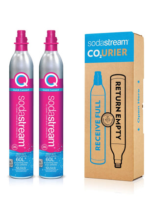 SodaStream CO2 Gas Refill Pack, 2 x 60L Pink Quick Connect Cylinders, Soda Stream CO2 Refill, Return to Earn $15 Amazon.com Gift Card, Compatible with TERRA, ART, ENSO, E-TERRA, E-DUO & Other Brands